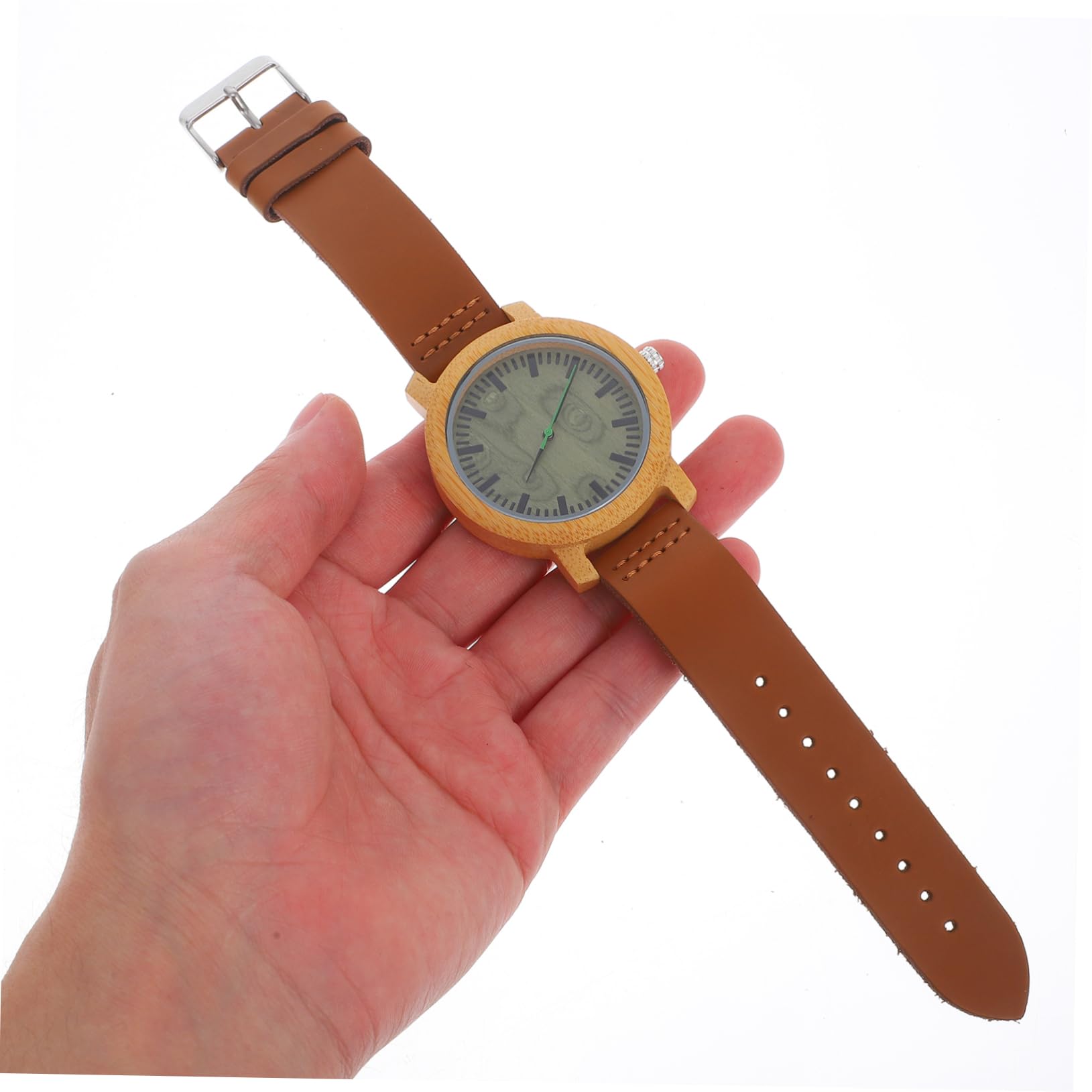 SHERCHPRY Reloj De Madera para Hombre Reloj De Pulsera Artesanal Correa De Cuero Genuino y Movimiento De Cuarzo para Uso Diario y Formal Hecho Mano De Bambú y Madera Verawood