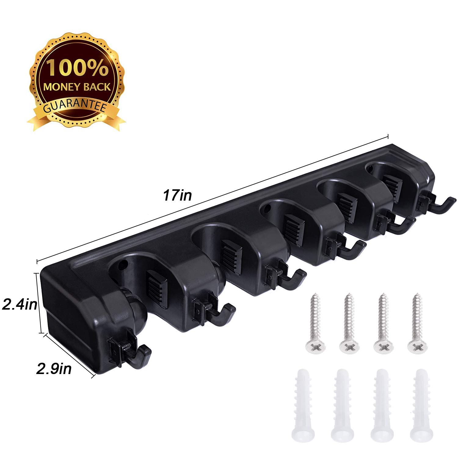 HYRIXDIRECT Mop and Broom Holder Wall Mount Heavy Duty Broom Garden Tool Organizer Mop Hanger