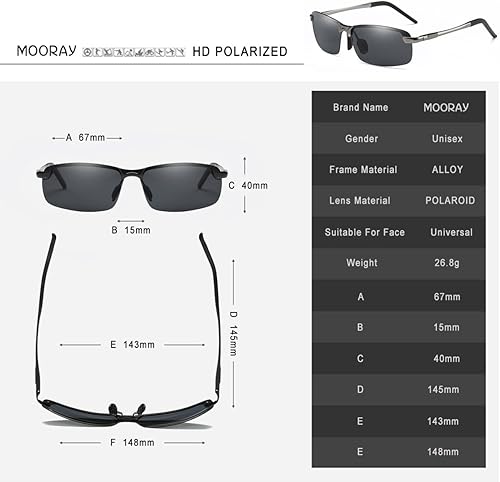 Miniatura 5 de MOORAY - Lentes de sol polarizados para hombre, protección frente a radiación UV, lentes de sol de moda para hombre, para pesca