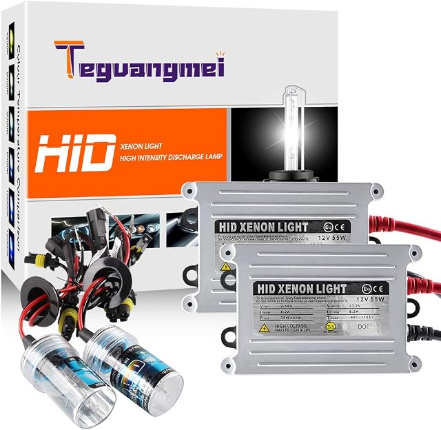 Teguangmei 2Pcs H11 55w HID Xenon Conversion Kit 6000K Headlight Bulbs + Two Slim HID Ballast 12V