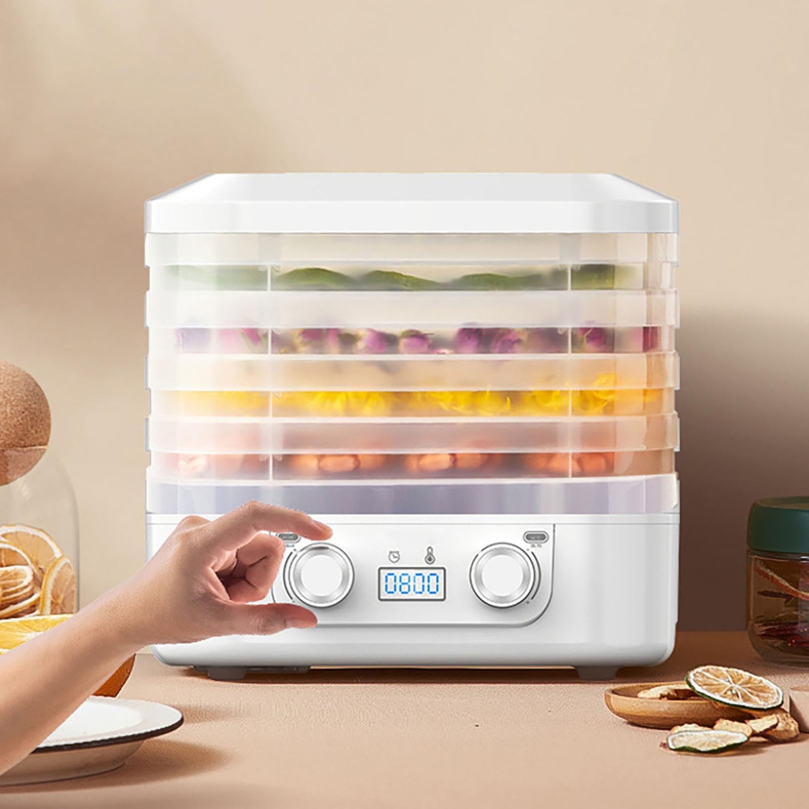 Máquina de liofilización de alimentos para el hogar con 5 bandejas, secadora de dulces con temporizador inteligente y control de temperatura, cafetera de botanas liofilizados para almacenamiento de