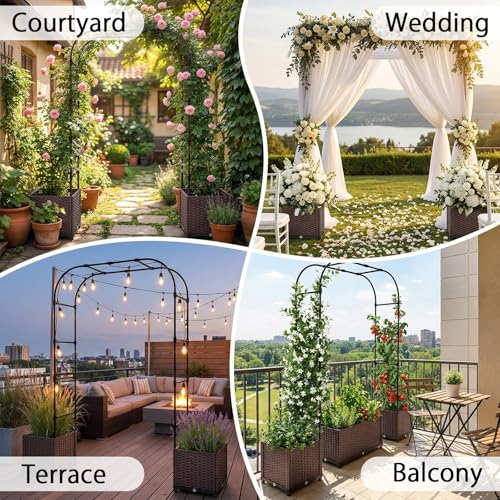 Arche de jardin avec pots de fleurs structure stable fer anti vent