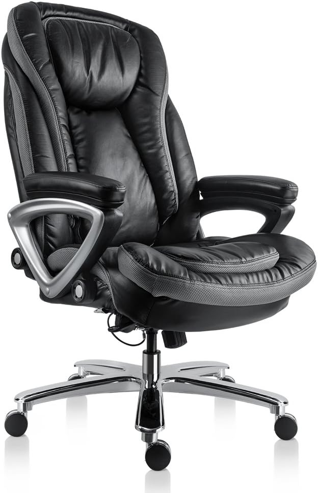 MDL Furniture High Back Executive Office Chair with Thick Padding Headrest and Armrest Home Office Chair with Tilt Function (3214Black)