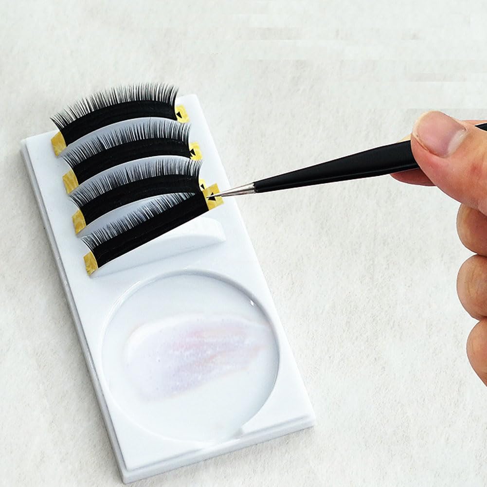 4Pcs Acrylic Eyelash Extension Tray Lash Holder 2 in 1 False Eyelash Display Eyelashes Glue Pallet Holder Beauty Tools for Eyelash Extensions Grafting Eyelashes Assisted Tool, Pink and White image 2