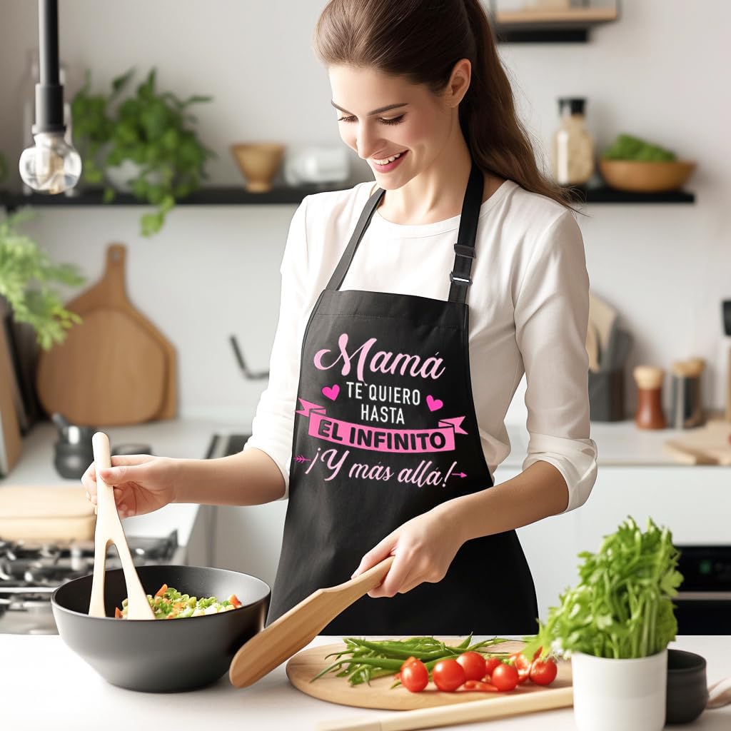 Gkmamrg Mamá Delantales de Cocina - Regalo para mamá - Delantales de chef ajustables para cocina, barbacoa, restaurante de jardinería, barbacoa, café, Regalos para Madres
