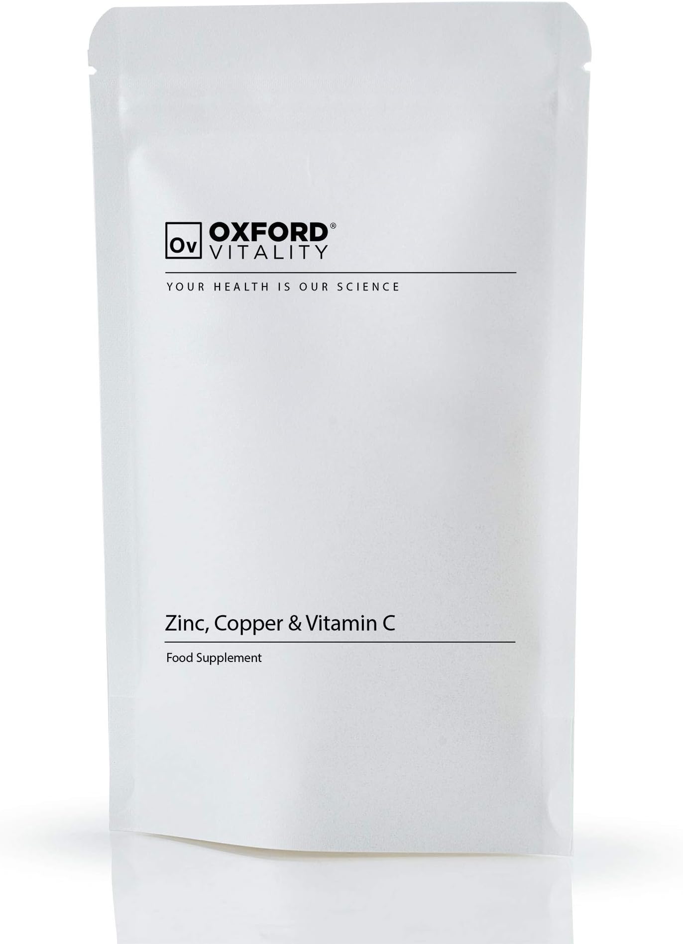 Oxford Vitality Zinc Copper & Vitamin C Tablets | Daily Supplement for General Health and Hair Skin Nails Support | Easy to Take Tablets | UK Manufactured | Pack of 120