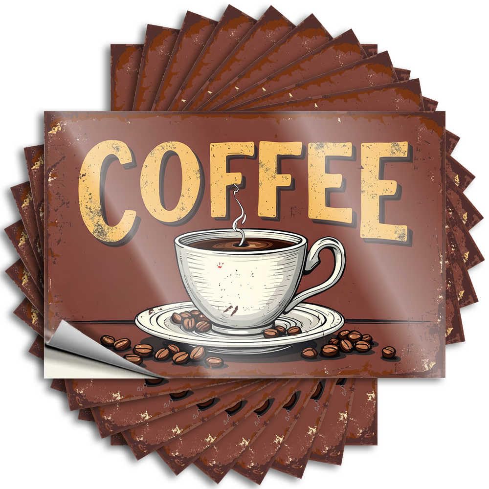 Steaming Cup of Coffee with Roasted Beans Heavy Man CABE Decor - Decal Window Removable Vinyl Decal(12X18CM)