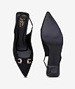 JM LOOKS Women's Sophisticated Pointed Toe Slingback Kitten Heels with Metallic Buckle Accent for Professional and Evening Elegance gallery image