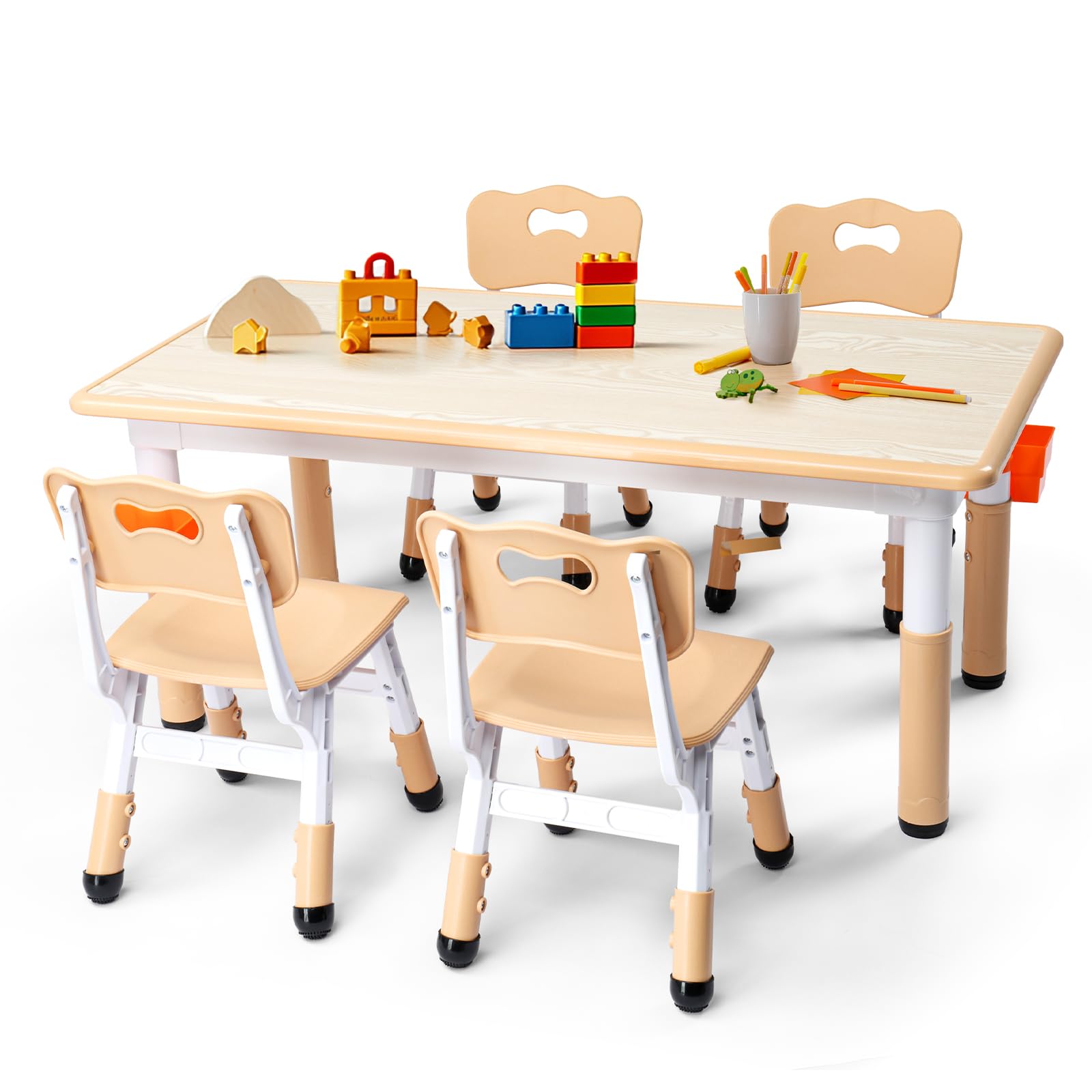 Amazon.com: JOYMOR Height-Adjustable Kids Table and 4 Chairs