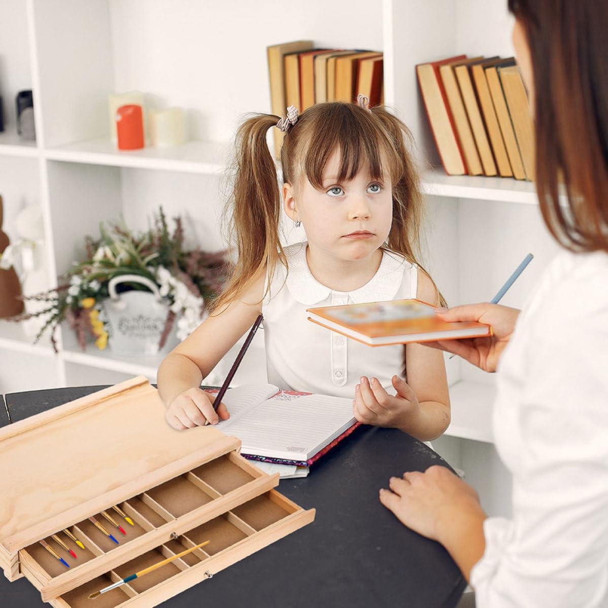 MAGICLULU Scatola Porta Pennelli Cassetti Doppi in Legno per Artisti
