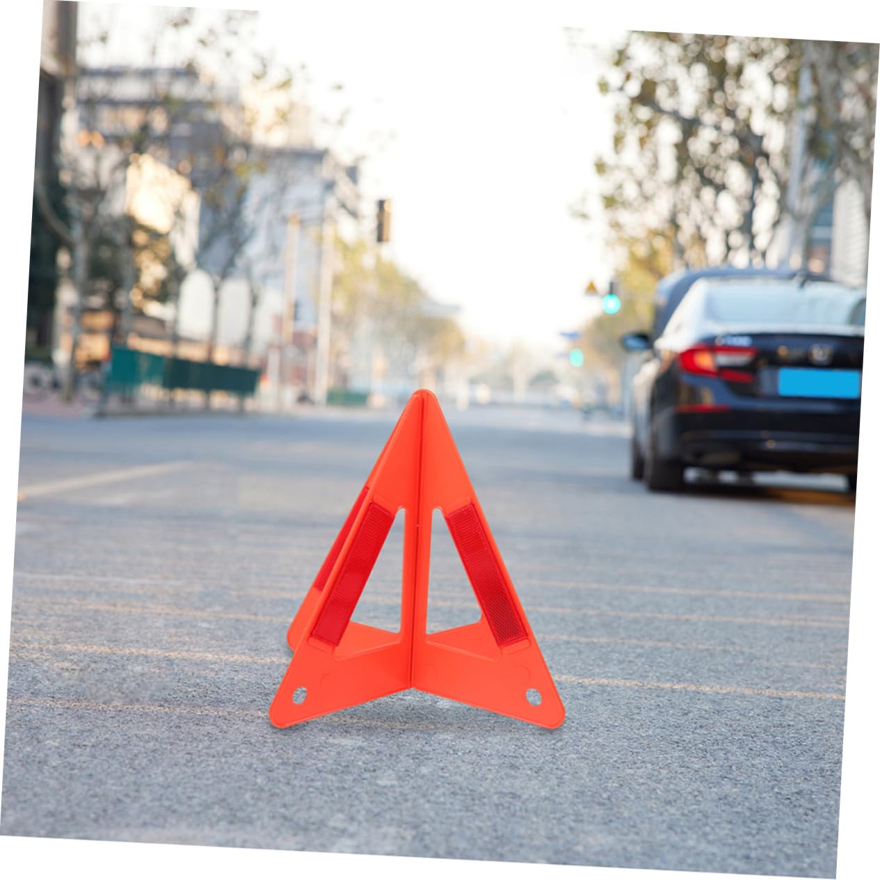 Triangolo di Segnalazione Rosso Pieghevole 3 Pezzi Plastico | Veicoli in Sosta, Struttura Stabile Superficie Riflettente, Formato a Triangolo