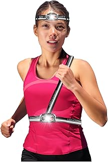 Running Headlamp Rechargeable, 500Lm LED Headlamp&Chest Light with Red Light, Lightweight Reflector Strap Head Lamp for Ru...