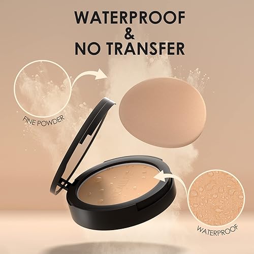 Miniatura 5 de FOCALLURE Polvo prensado impecable, control de brillo y tez suave, maquillaje de base de polvo de ajuste prensado, polvo facial compacto portátil,