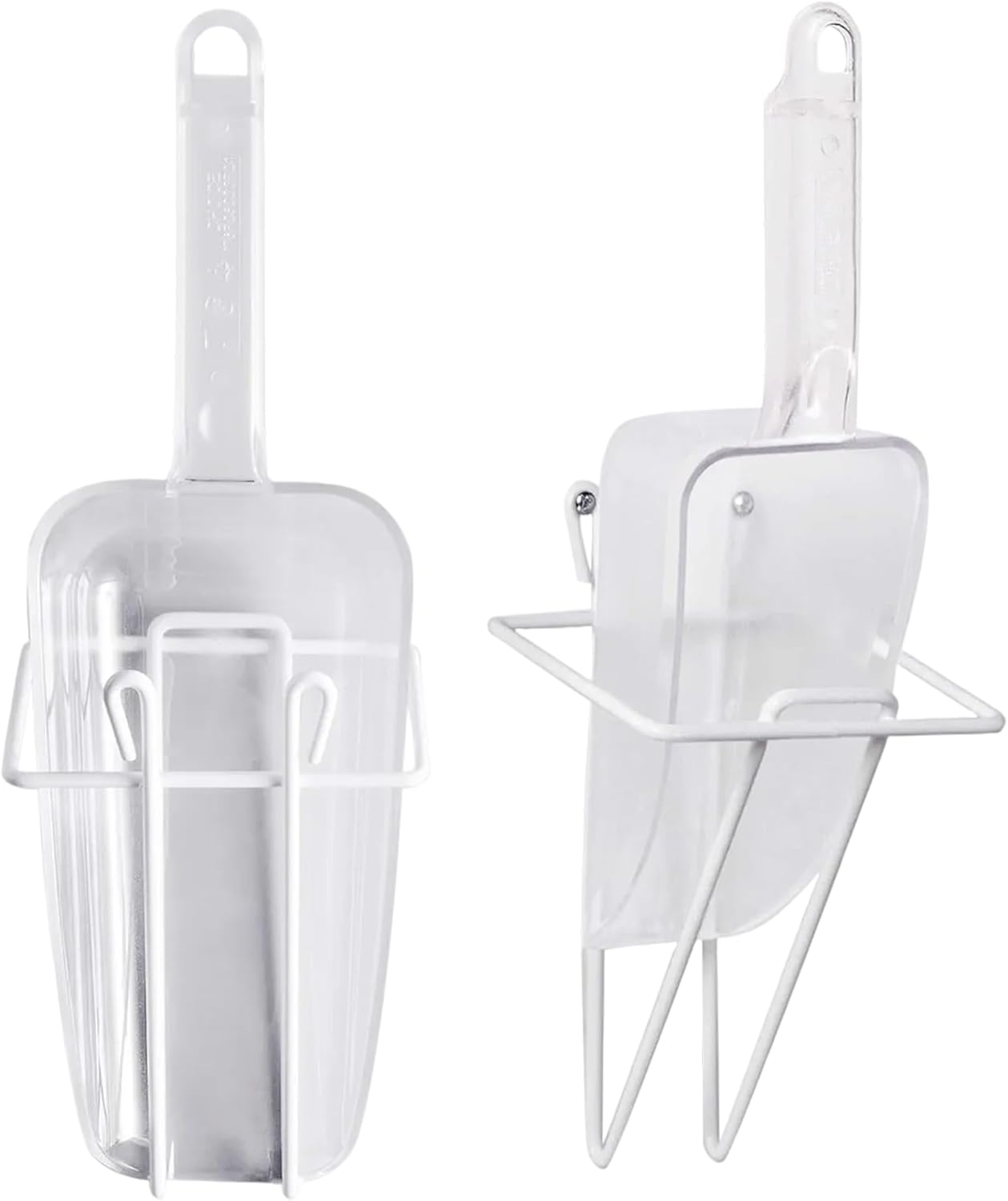 24 oz Plastic Ice Scoop with Holder + 12 oz Plastic Ice Scoop with Holder Bundle