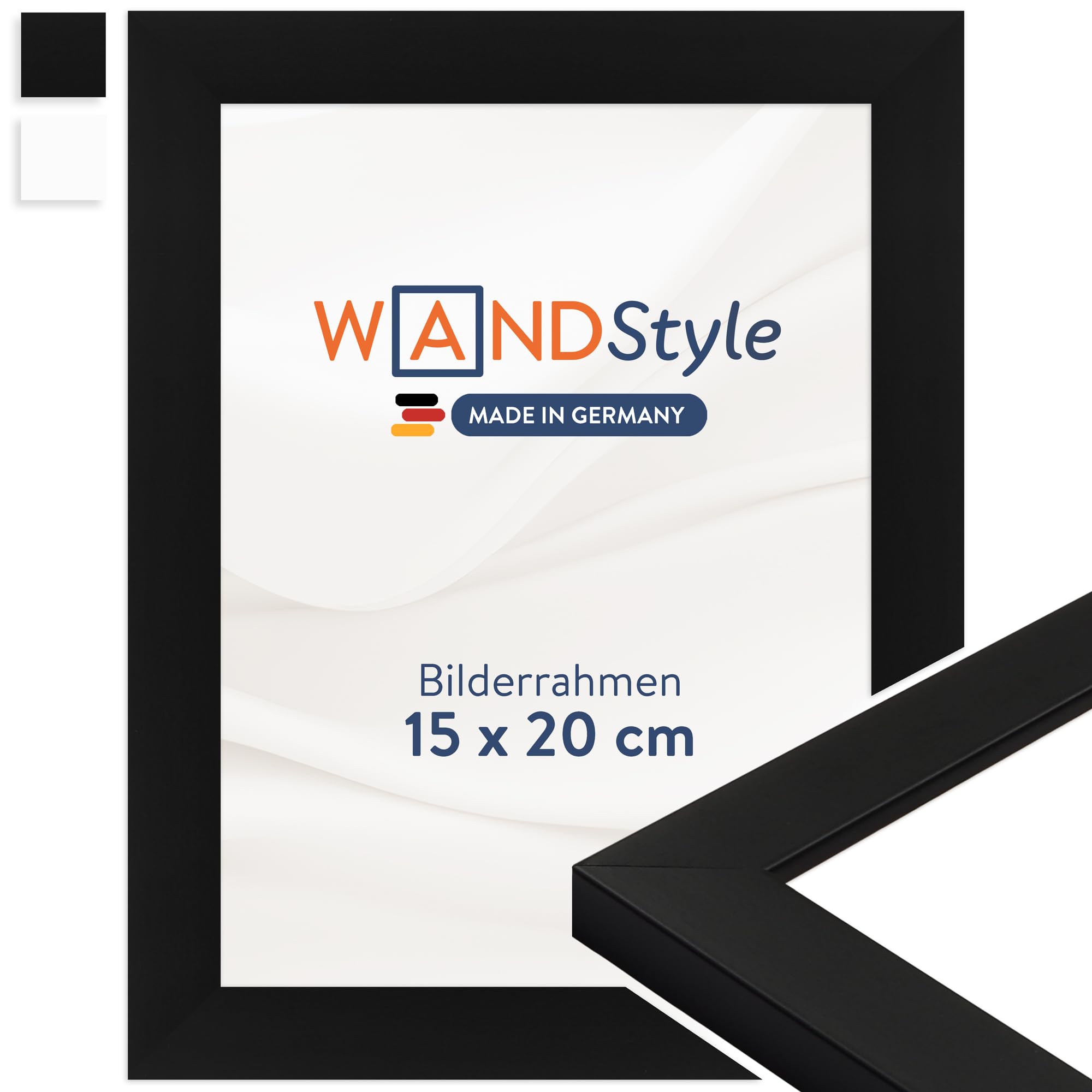 WANDStyle 3er Bilderrahmen Set Schwarz 15x20 cm aus MDF | Im Stil Modern mit Aufsteller und Aufhänger, Fotorahmen Set Made in Germany - H330