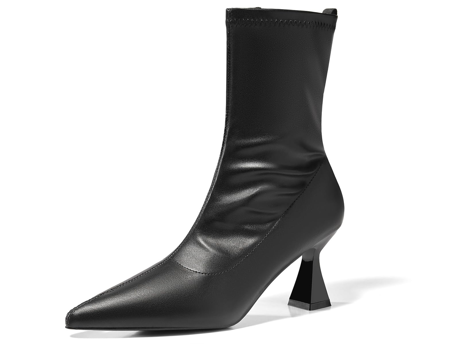 Coutgo Womens Ankle Boots Pointed Toe Low Kitten Heel Side Zipper Office Dress Fall Booties Shoes