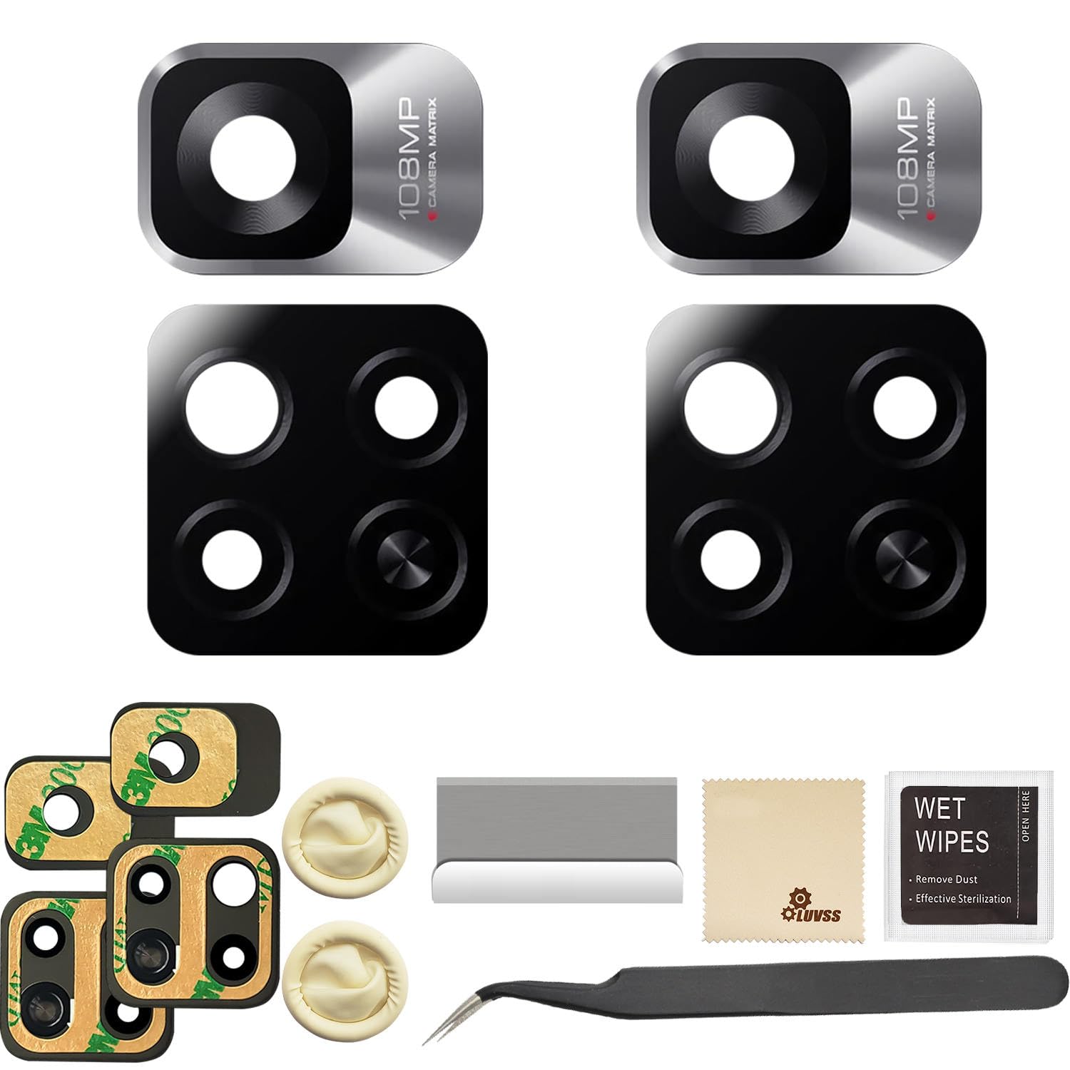 LUVSS2 Pack Back Camera Lens for Xiaomi Redmi Note 11 Pro + 5G (108MP) Rear Camera Glass Replacement with Tools Guide Repair Kits