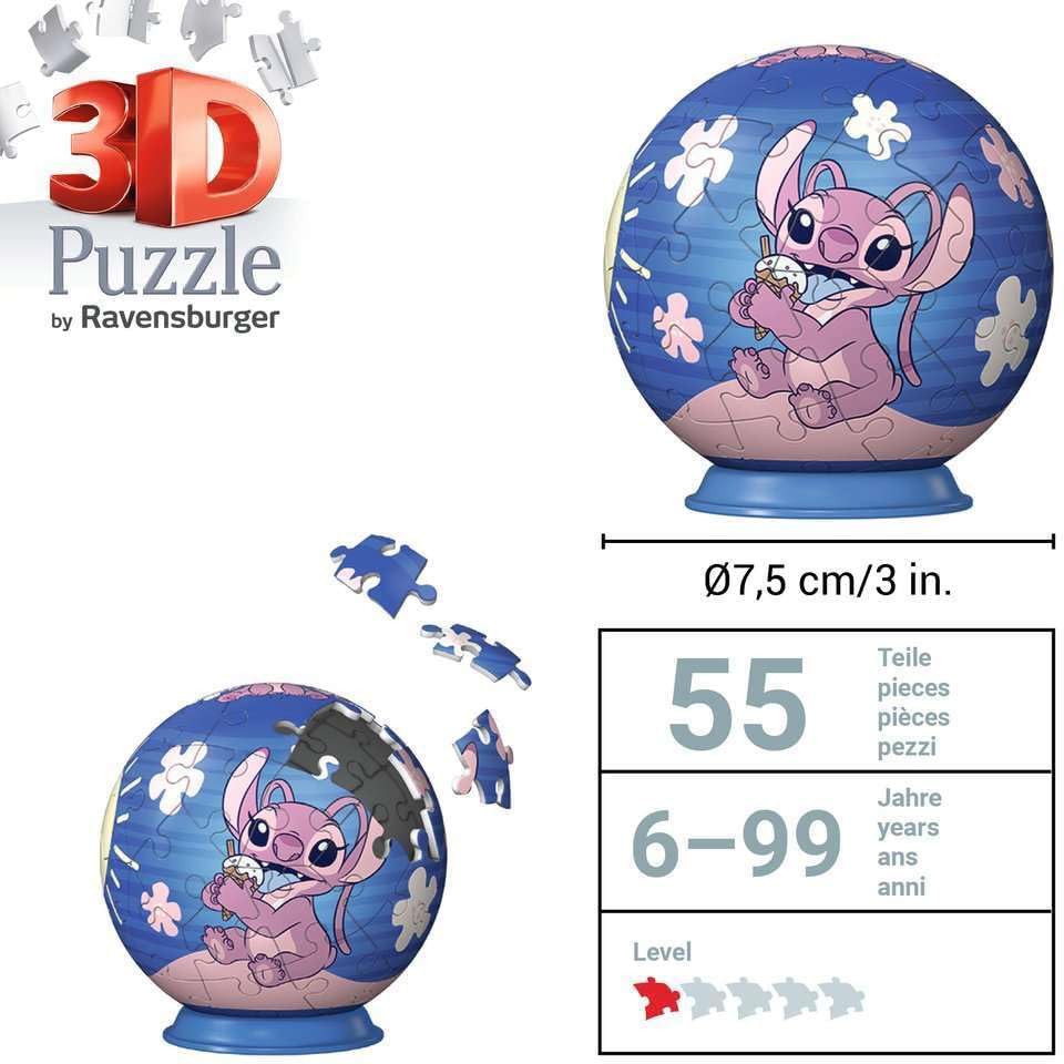 Ravensburger 3D Puzzle 11597 - Disney Stitch & Angel 54pc 3D Assembly Puzzle, No Glue Required, Ages 6+