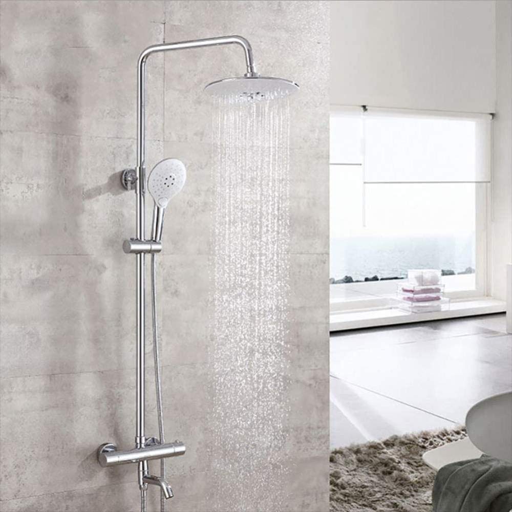 Brausegarnitur Messing Thermostatbrause Heb- und senkbar Drehbrause Anti-Korrosion Anti-Rost-Dusche Frei einstellbare Wasserbrause