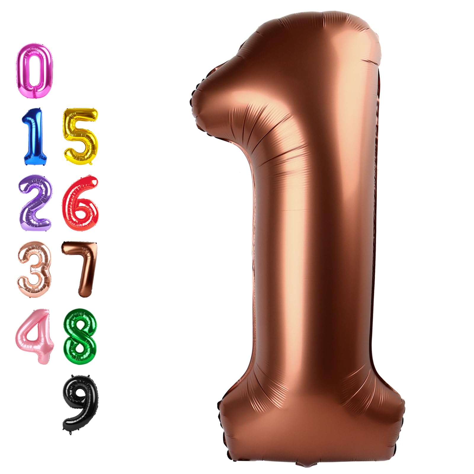 1 Balloons Number for First Birthday, Balloon Numbers 40 Inch, Coffee Brown for Baby Shower, 1St Big Baloon for 1 11 12 13 16 18 21 Birthday Wedding