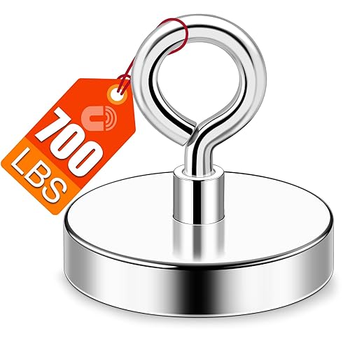 Miniatura 12 de Imanes de pesca fuertes de 300 libras (299.8 lbs) Imán de neodimio fuerte resistente con ojal de agujero avellanado para pesca magnética