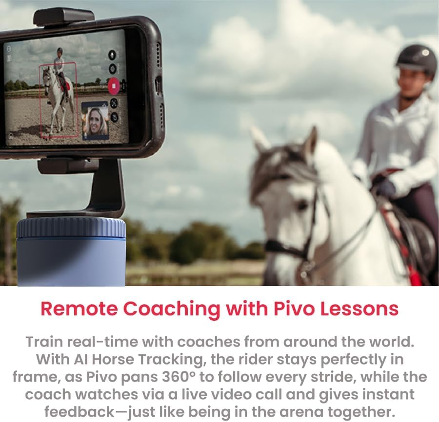 Image of Pivo Equestrian Starter Pack Auto Tracking Phone Holder, Face, Body & Horse Tracker, 360 Rotation, 6 Speed, Stand for Video Recording (Blue)