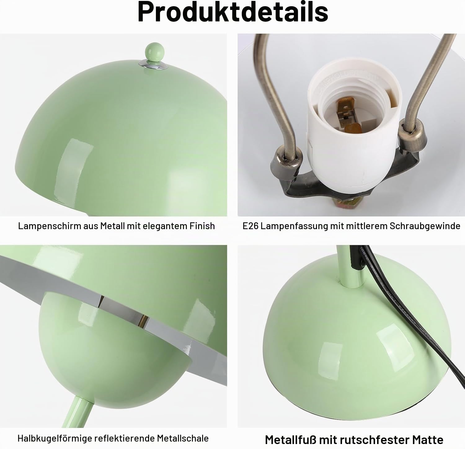 Alpinaluz Tischlampe Grün Avocado E27 Vintage Retro, Indirektes Licht Industrial Minimalistisch, Große Nachttischlampe Design Flowerpot aus Metall für Schlafzimmer Wohnzimmer Esszimmer Büro Dekolampe