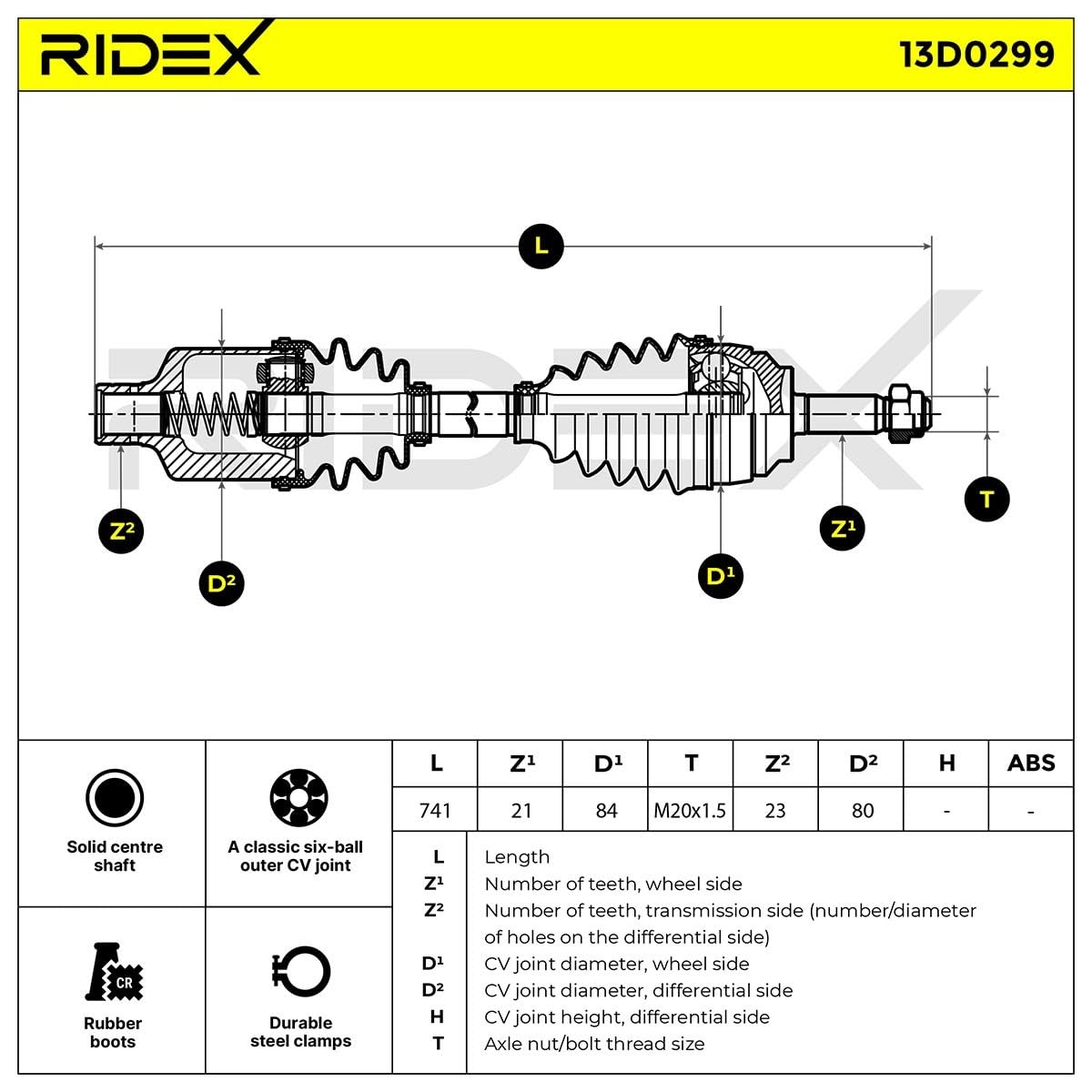 RIDEX 13D0299 Semiasse Anteriore Destra Compatibilità con RENAULT Twingo 1 C06