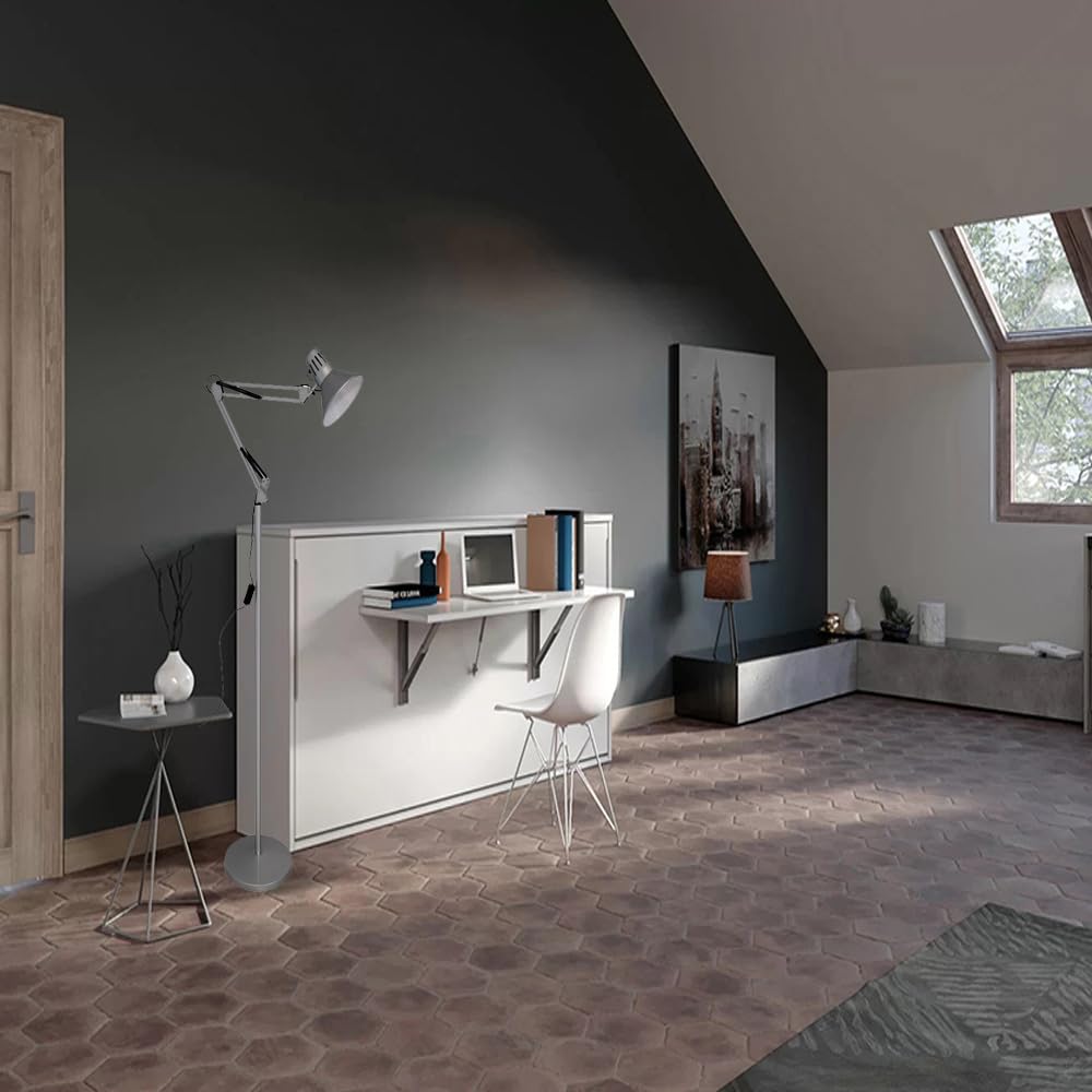 Lampada a piantana da terra con braccio orientabile luce da lettura in metallo per salotto D15 (Grigio) P36