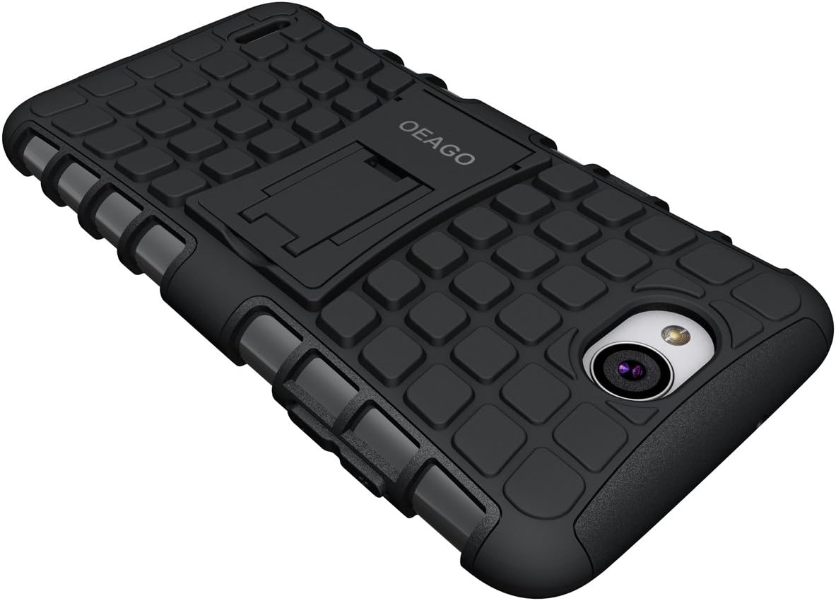 LG X Charge Case, LG Fiesta 2 LTE Phone Case, LG Fiesta LTE Case, LG X Power 2 (2017) Case, OEAGO [Shockproof] [Impact Protection] Tough Rugged Dual Layer Protective Case with Kickstand - Black
