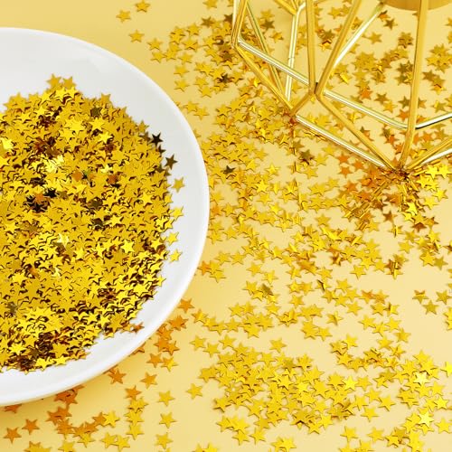 Piriuuo Lot de 3000 confettis étoiles dorées à paillettes - Décoration de table de Noël - Décoration de table pour mariage, anniversaire, Halloween,...
