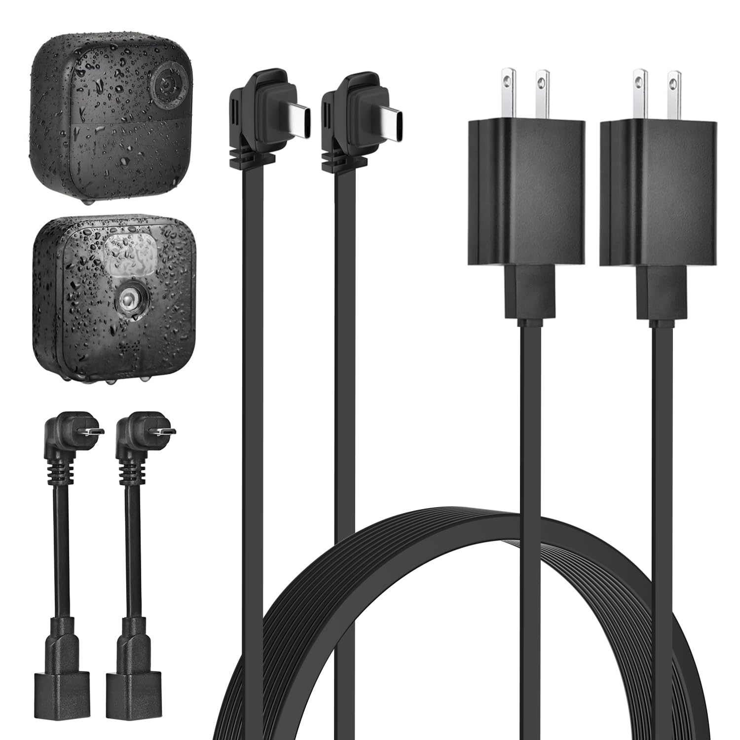 2Pack 13ft/4m Power Cable and Adapter for Blink Outdoor 4 (4th Gen)&(3rd Gen), Blink XT2/XT, Weatherproof Extension Flat Cable, Power Cord with No Battery Changes,Extra Type C to Micro USB Adapter
