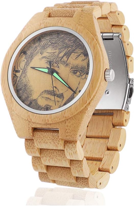 GodchoicesPersonalized Customized Wooden Watch with Photo Or Message Double-Side Engraving for Personalized Gift