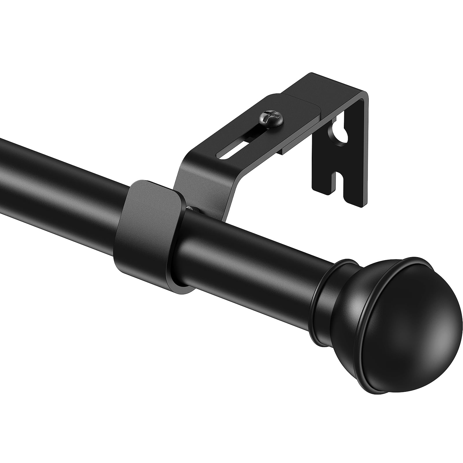 Yeabett Gardinenstange, 80-232cm vorhangstange ausziehbar | 22mm Schraub-Stangenset mit Höhenverstellbaren Trägern | Starke Rostfrei für Wohnzimmer, Schlafzimmer, Küche, Badezimmer, Schwarz