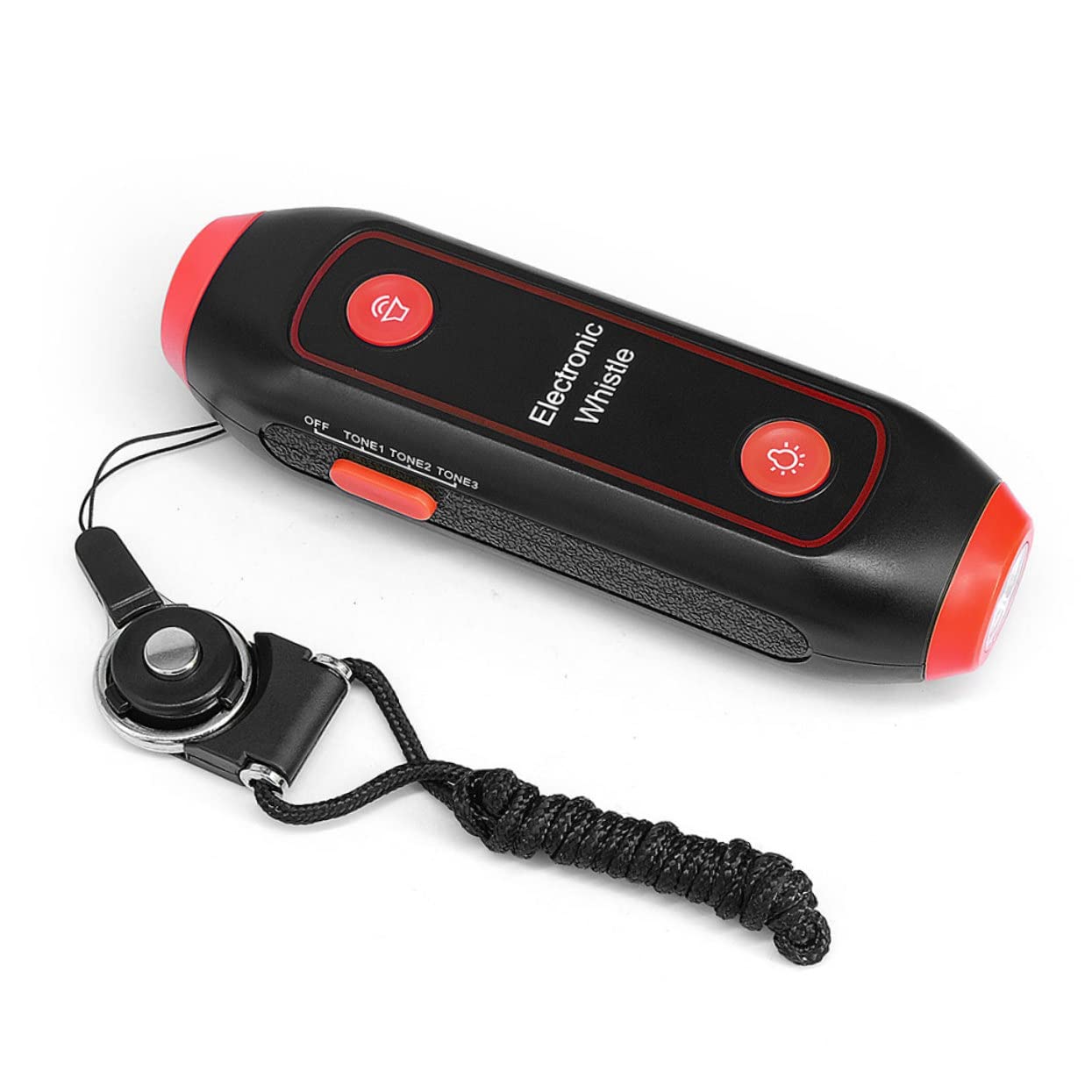 TOYANDONA Silbato Electrónico para Árbitros y Entrenadores, Abs Rojo, 3 Tonos y Luz LED Sos, Portátil con Linterna para Deportes, Emergencias y Actividades al Aire Libre
