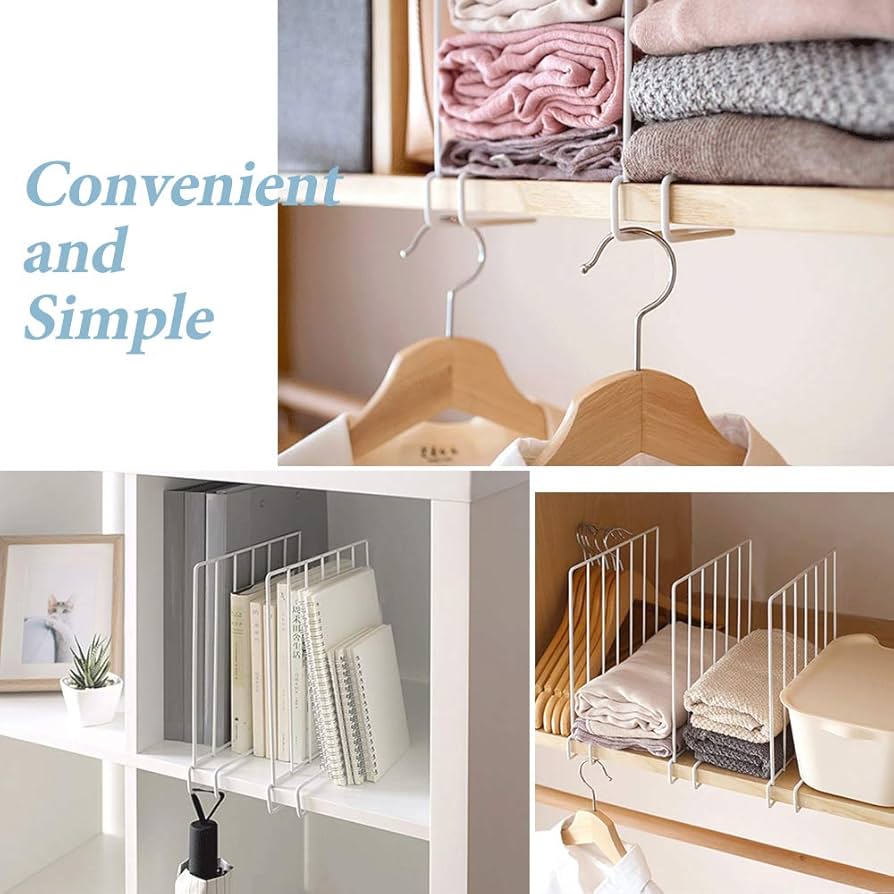 Evelots Tall Wire Shelf Dividers -8 Pack- Closet Storage & Organization For Office/Pantry/Garage Shelf Separator - Easy Clip-No Tool - Solid Coated Steel