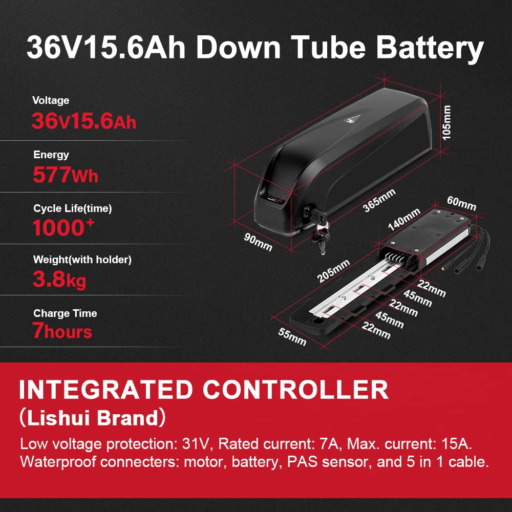 Season 26/28 Pollici 700c Kit Conversione Bici Elettrica 250W Motore Anteriore 36V-13Ah 15.6Ah 18Ah Ebike Batteria con Controller Integrato et caricatore