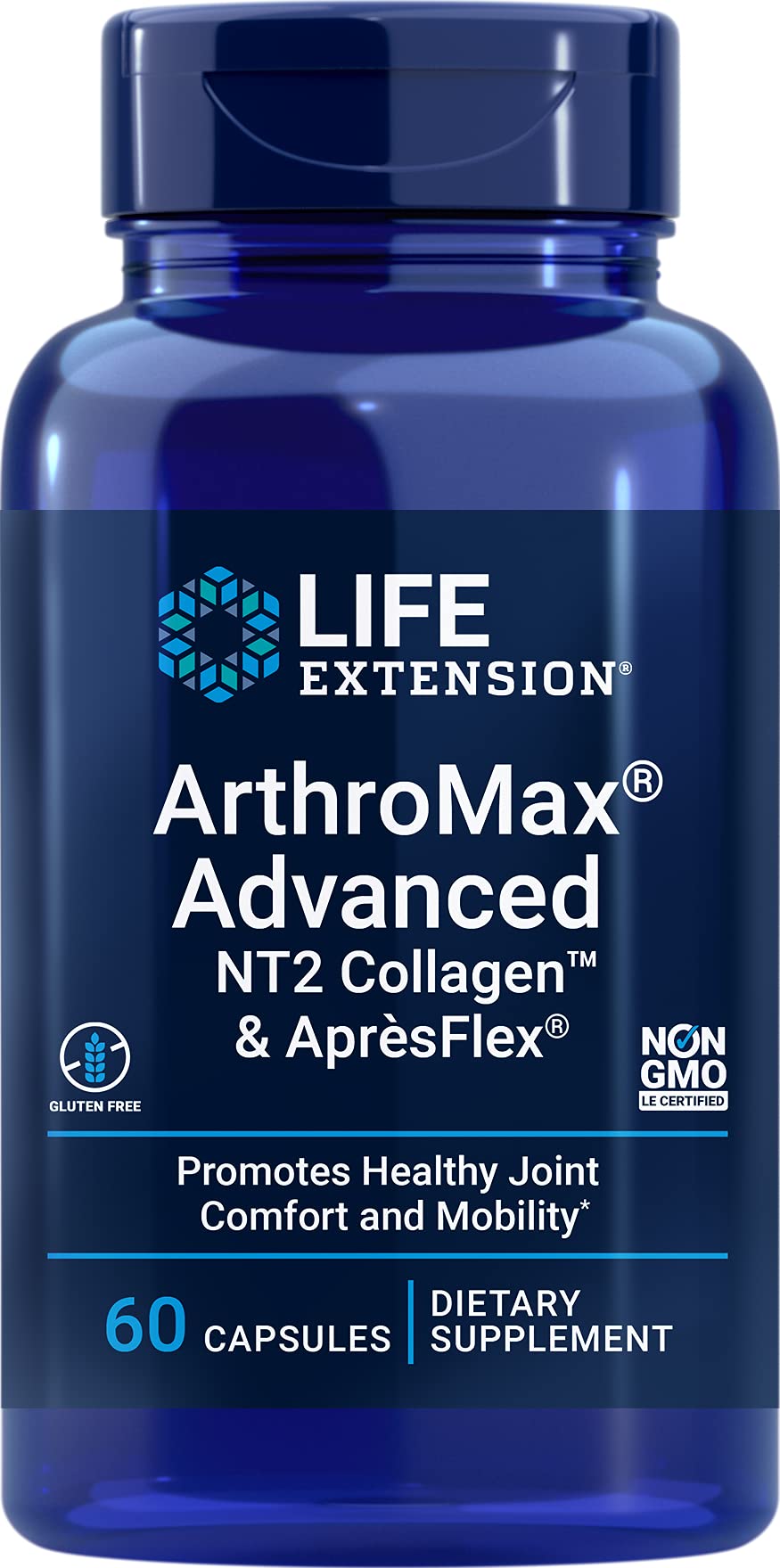 Life Extension ArthroMax Advanced, NT2 Collagen & ApresFlex, 60 Vcaps, 90 g