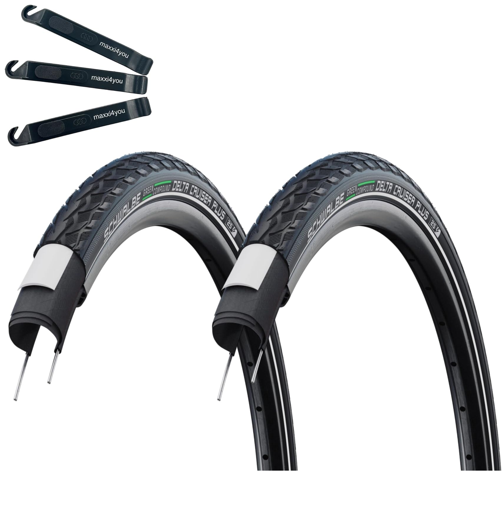 Schwalbe Delta Cruiser Plus Drahtreifen Active PunctureGuard Green Compound E-25 Schwarz+Reflex 28-622 (28 x 1.10)