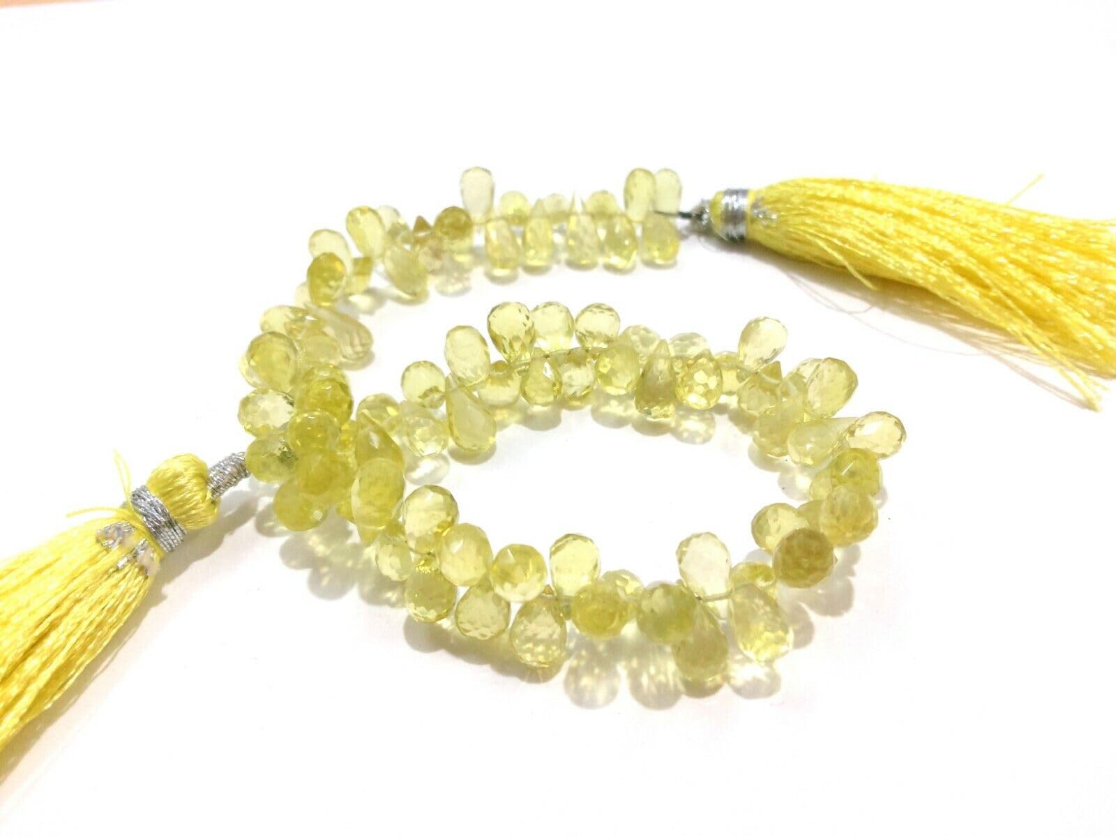 Perles en quartz citron naturel facettées 6x9mm pour fabrication de bijoux artisanaux