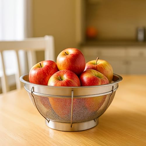 Miniatura 7 de HIC Harold Import Co. Colador perforado de cocina con asas, acero inoxidable 188, 8.5 pulgadas