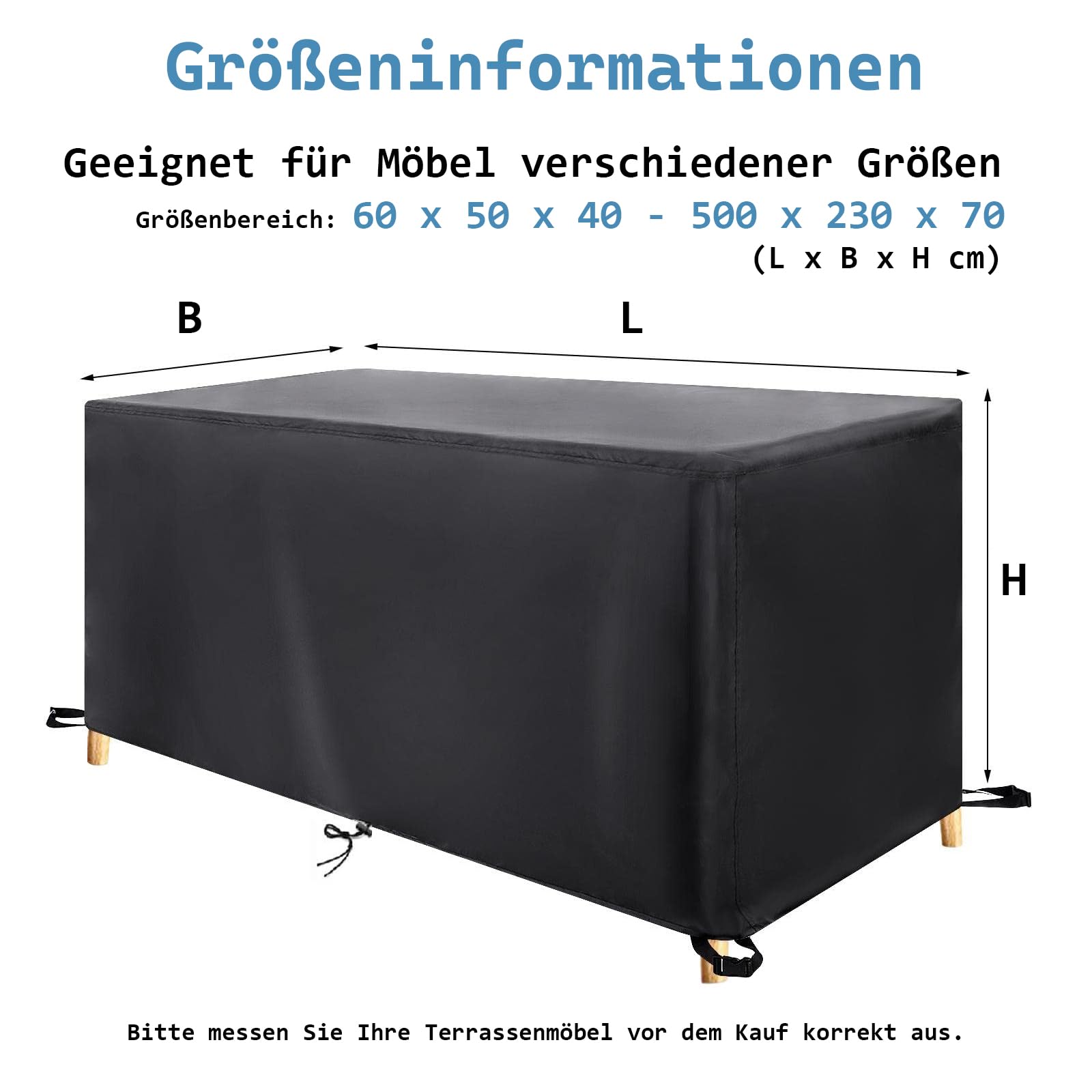 Gartenmöbel Abdeckung Winterfest, 380x270x80cm, Abdeckplane Wasserdicht für Outdoor, Wetterfest Schutzhülle Gartentisch, Staubfest, Abdeckhauben für Balkonmöbel Terrassenmöbel Gartenlounge