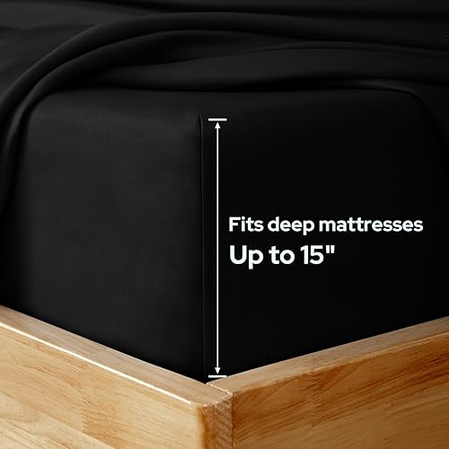 Miniatura 3 de HOMEIDEAS - Sábanas tamaño Queen, juego de 6 piezas (negro), sábanas de microfibra cepillada extrasuave 1800 hilos, bolsillo profundo, sin arrugas