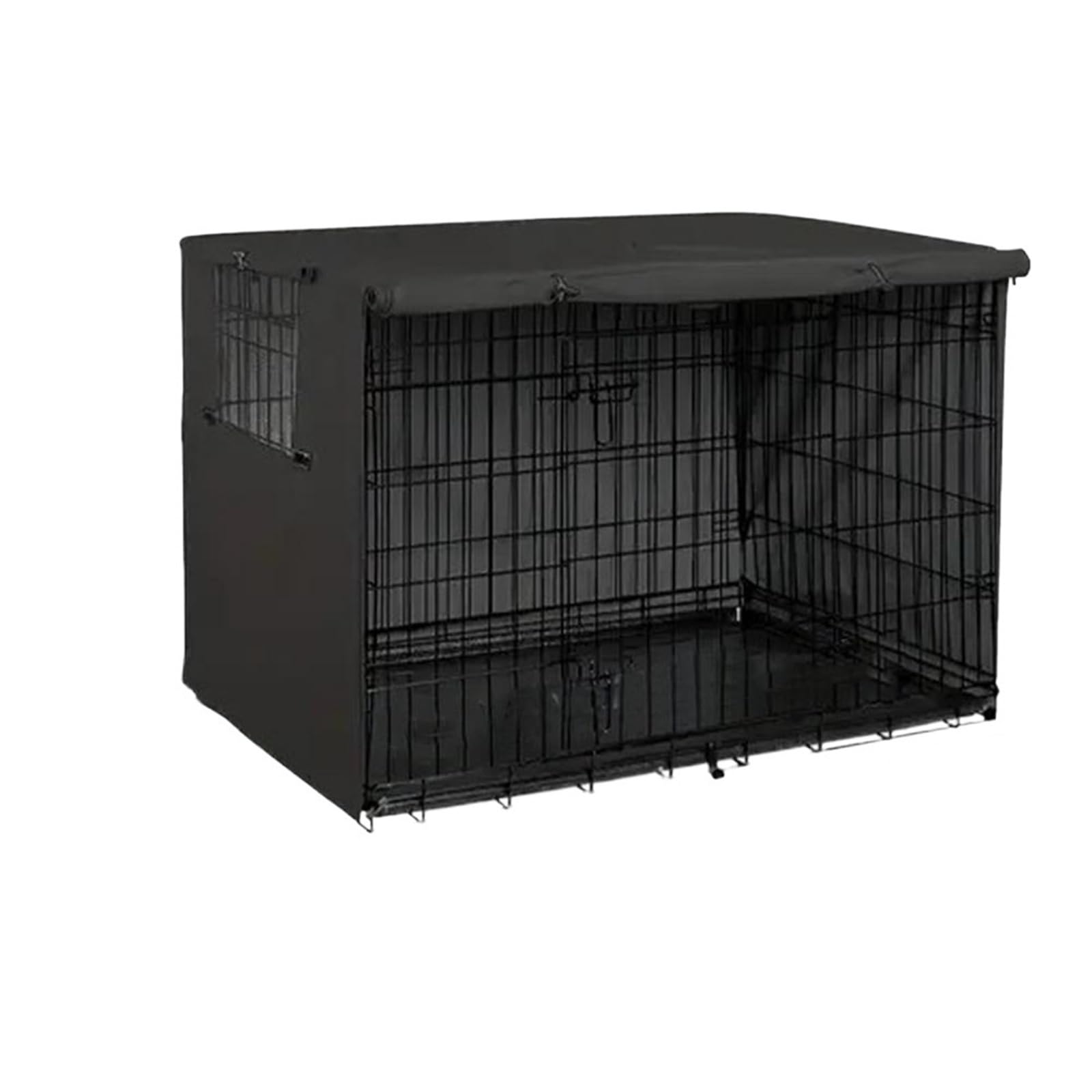 PUYEN Oxford Cloth Dog Kennel Cover Waterproof Windproof Pet Crate Protective Dog Kennel Cover Universal Fit For Indoor Outdoor Crates(Black,109x74x76 cm)