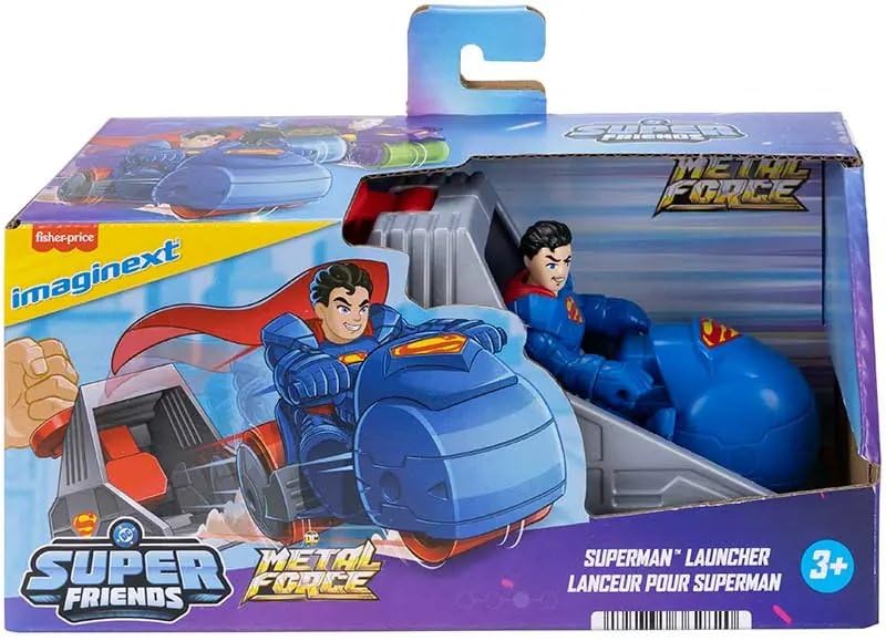 Juguete lanzador de súper amigos de DC Imaginext Mattel, diversión garantizada con lanzamientos llenos de acción para héroes y villanos a partir de 3 años.