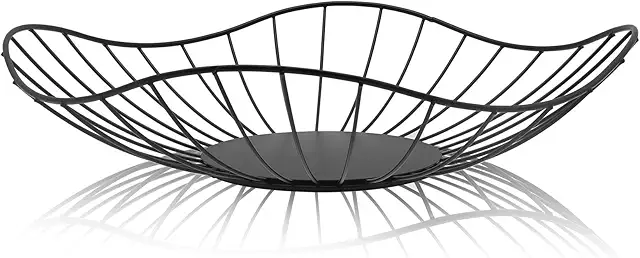Frutero Negro Mate Moderno - Cesta de Fruta Redonda en Metal Resistente