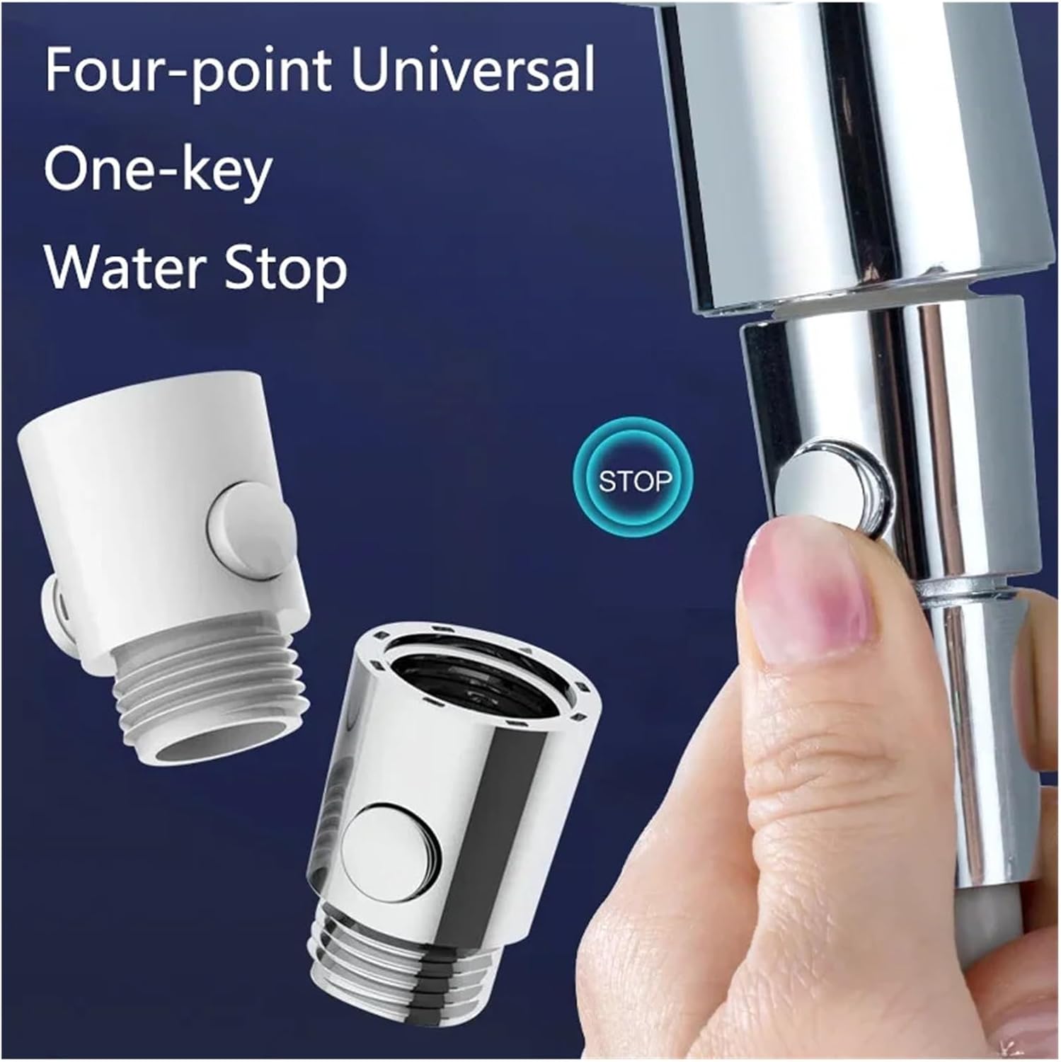 Shower Hose Shut Off Valve, Shower Head Water Stop Valve Accessories One-Button Switch Corner Quick Shut-Off(Silver)