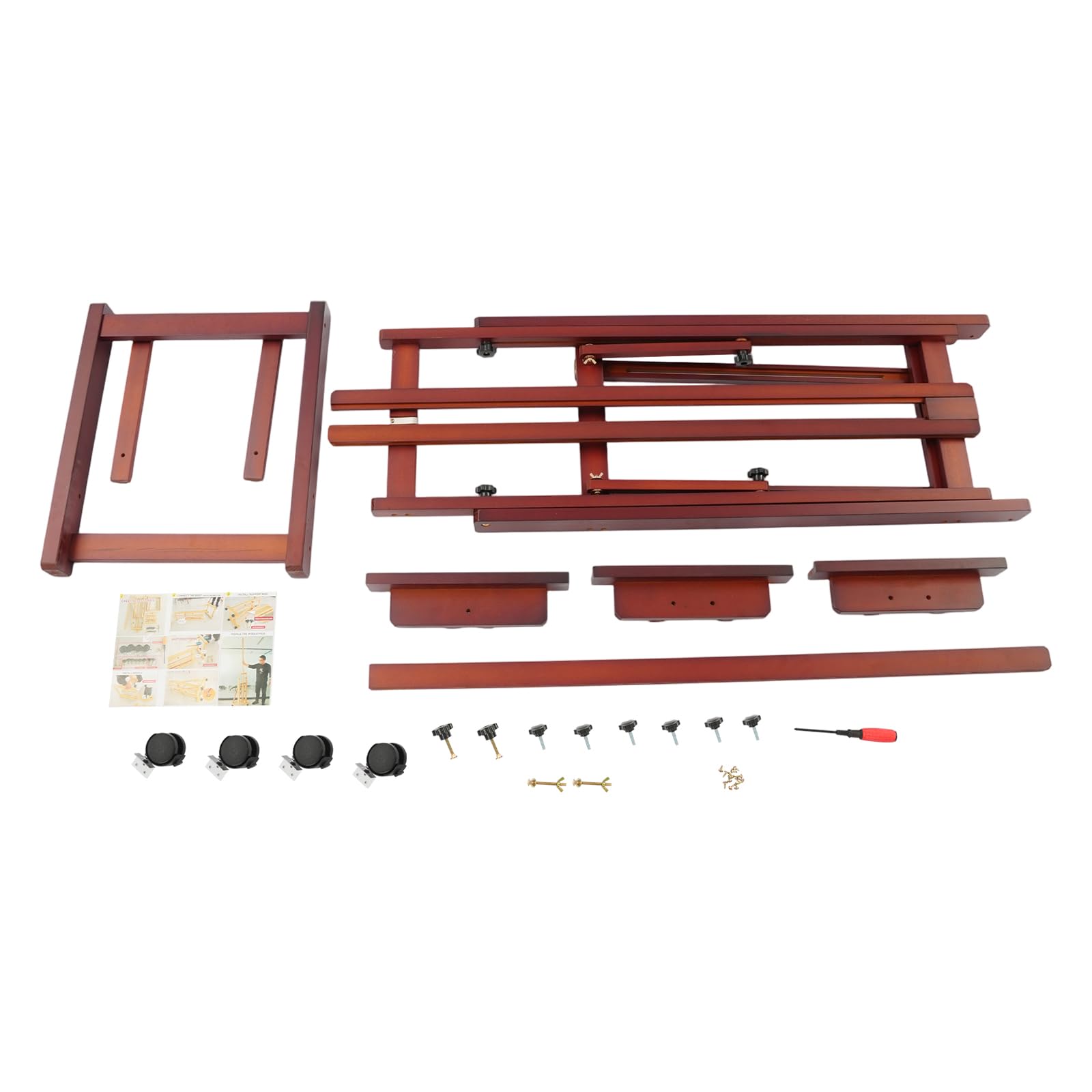 Caballete de estudio versátil con marco en H, altura ajustable de 53,15 a 94,49 pulgadas, con ruedas para pintura y visualización, caballete de madera grande para pintura 50 x 43 x 135-240 cm