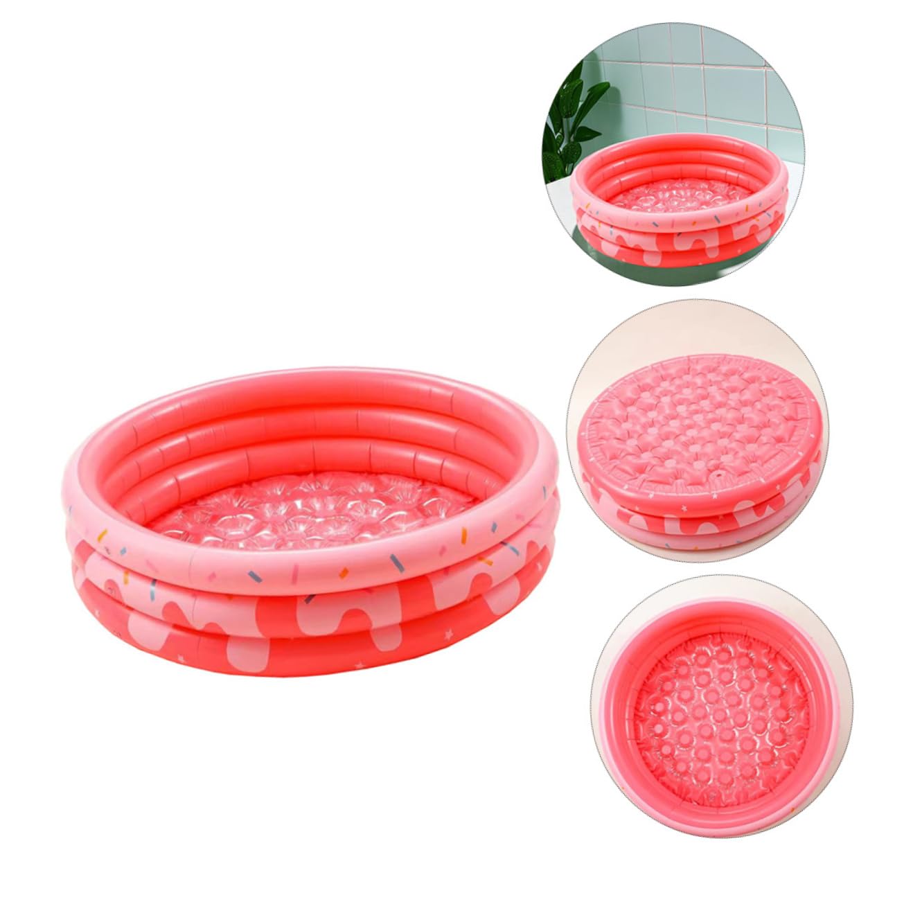 Grueso PVC Piscina Inflable Redonda Rosa de Niños