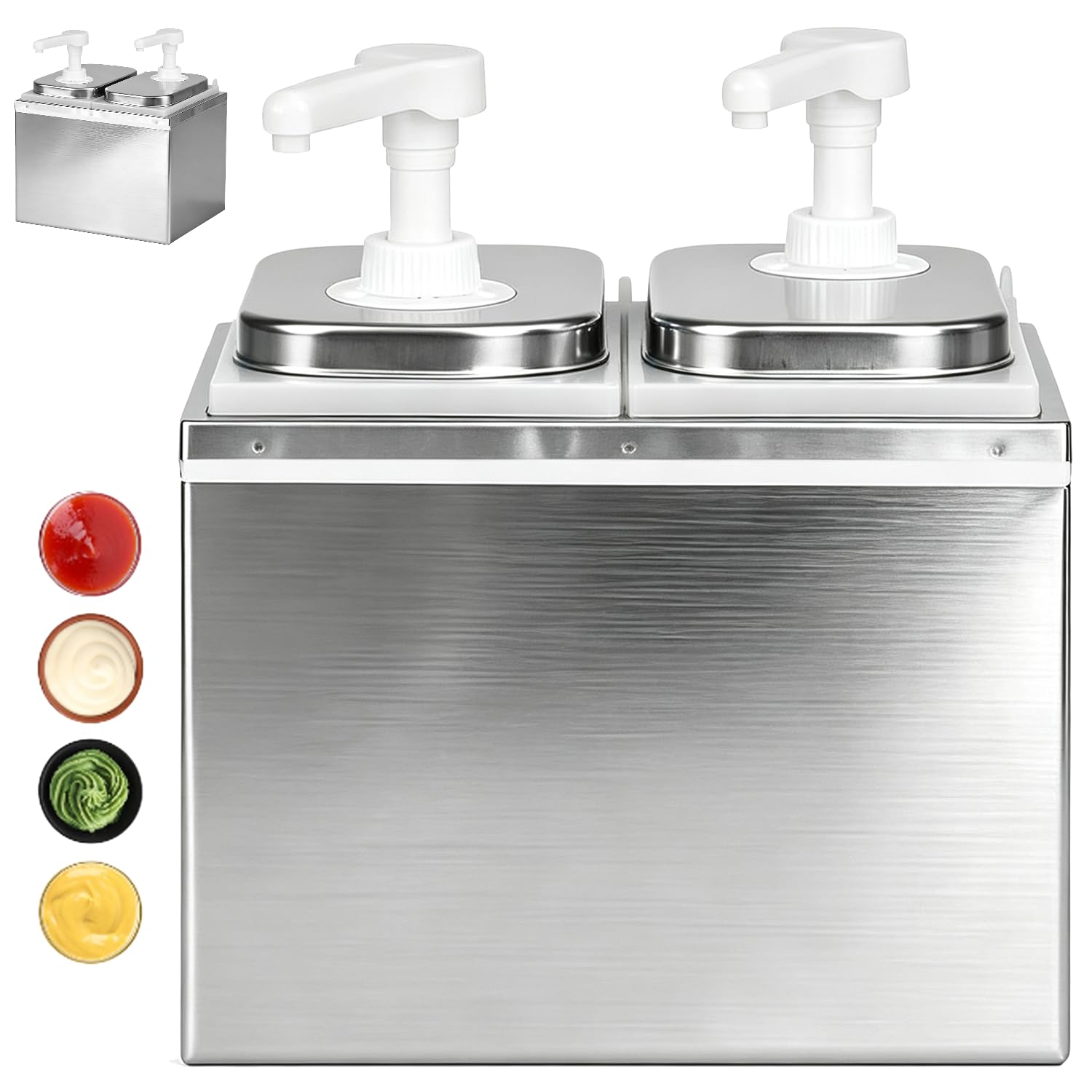 Dozownik 4 l ketchupu, dozownik sosów, stacja pompowa z 2 głowicami, dozownik sosów ze stali nierdzewnej 30 ml na pompkę, 2 x 2 l dozownik do ketchupu, majonu, miodu, sosów gastronomicznych